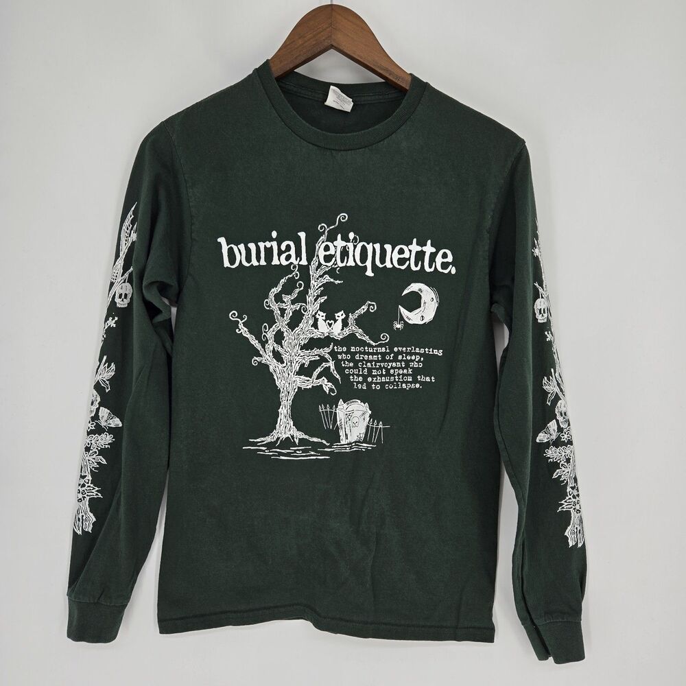 Hanes Burial Etiquette Band Merch Long Sleeve T Shirt Small